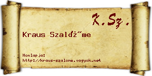 Kraus Szalóme névjegykártya